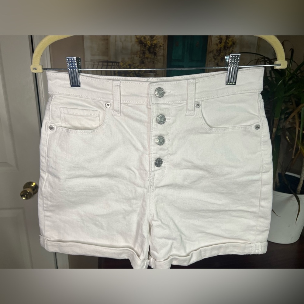 Banana Republic Women's White Denim Cotton Button-Fly Shorts - 28/6
